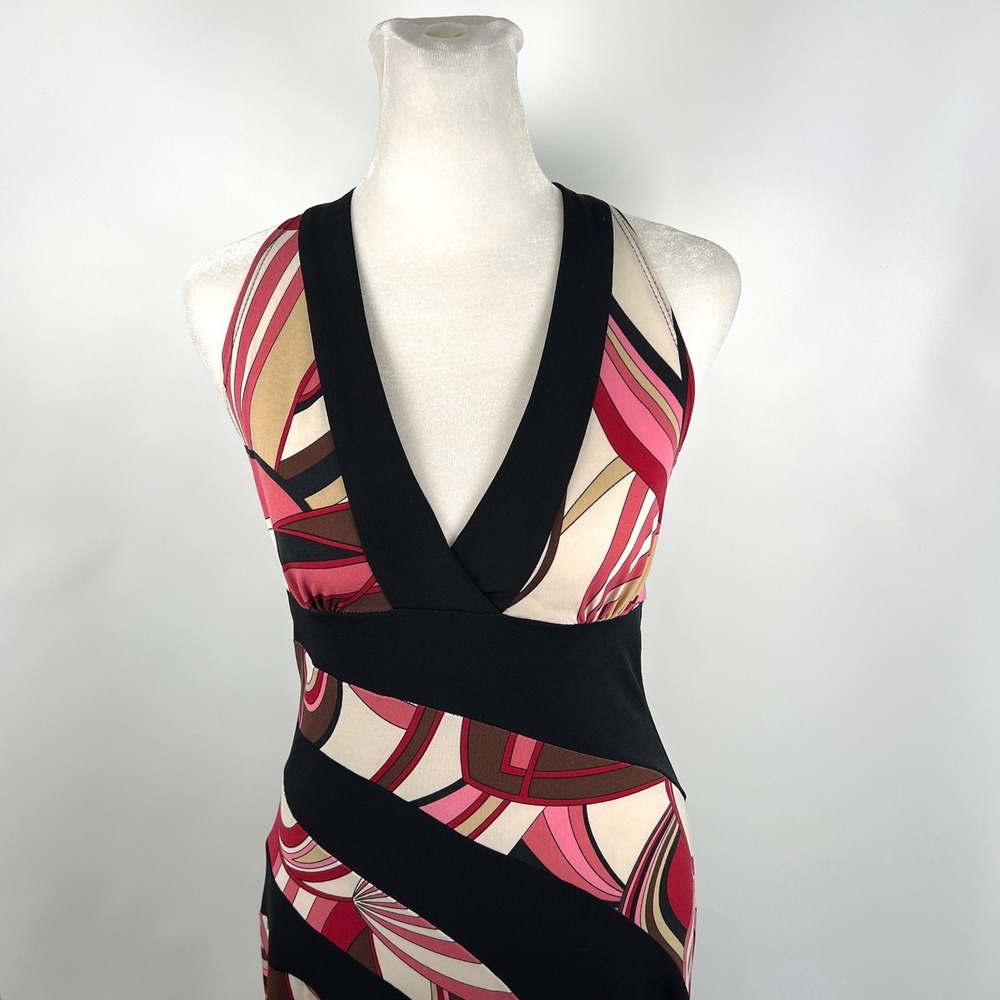 Byer Too! Womens Pink Psychedelic Swirl Y2K Halter Dress Asymmetrical Hem Size M - Picture 3 of 10